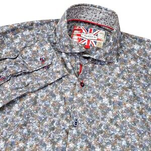 7 Downie St. Shirt Men's 3 Medium Multicolor Abstract‎ Scribble Print Cotton